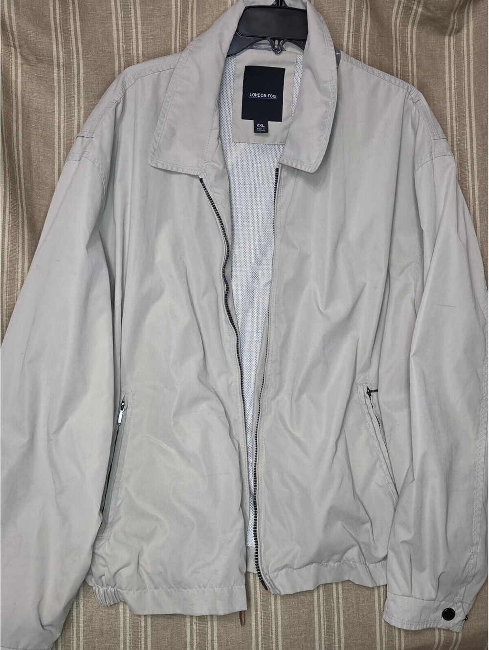 London Fog men's full-zip lightweight Beige Windbreaker 2XL